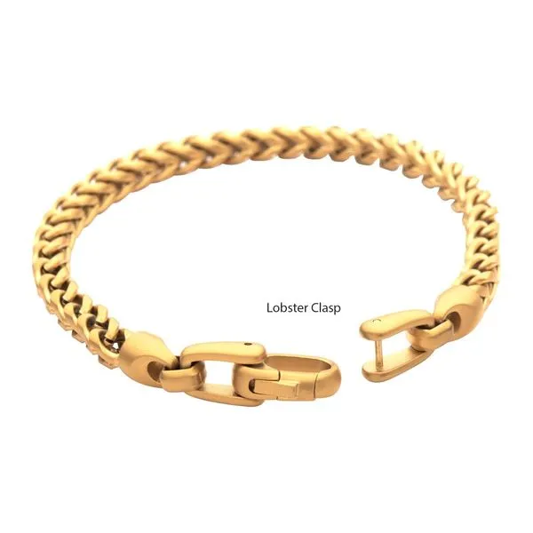 Men's 18Kt Gold IP Steel Franco Chain Bracelet Image 3 Morin Jewelers Southbridge, MA
