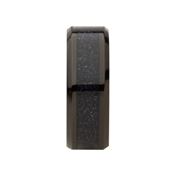 INOX Men's Stainless Steel 8mm Black IP Genuine Blue Sandstone Inlay Ring Image 3 Morin Jewelers Southbridge, MA