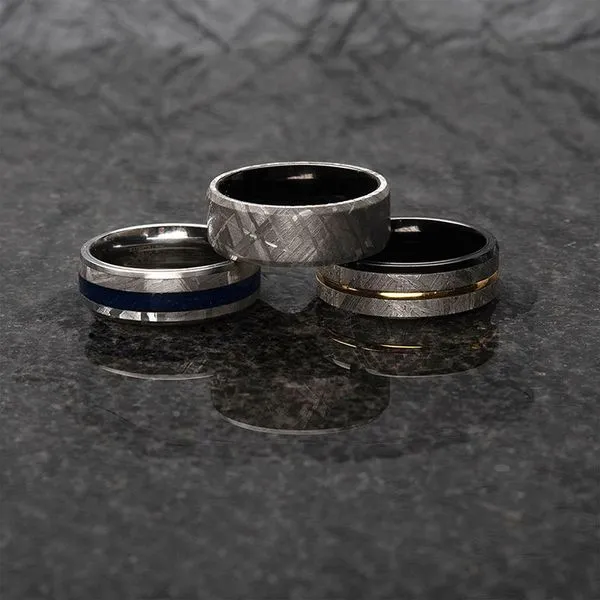 INOX Jewelry 8mm Gold IP & Meteorite Inlay Black IP Comfort Fit Ring Image 5 Morin Jewelers Southbridge, MA
