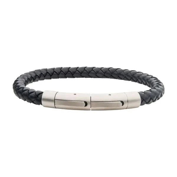 INOX Black Full Grain Cowhide Leather Bracelet Image 2 Morin Jewelers Southbridge, MA
