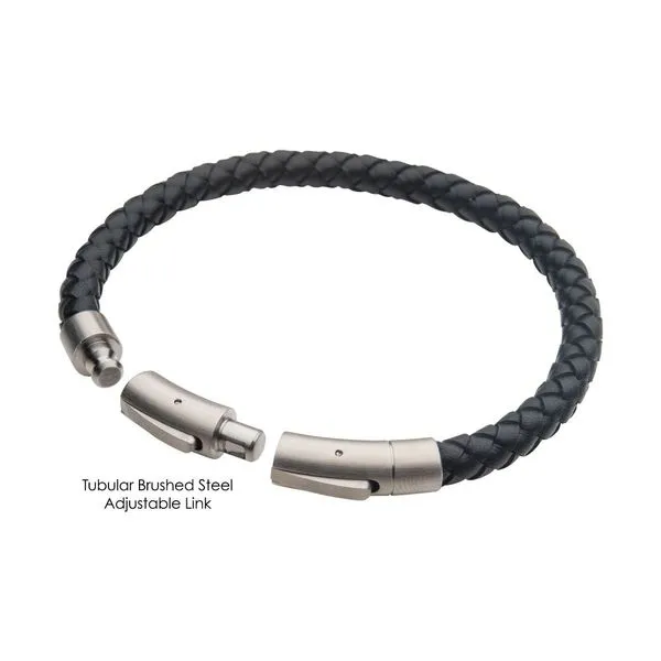 INOX Black Full Grain Cowhide Leather Bracelet Image 3 Morin Jewelers Southbridge, MA