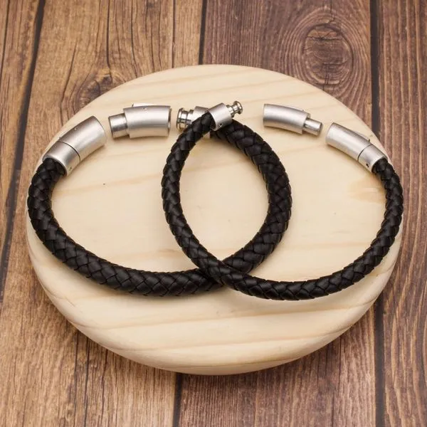 INOX Black Full Grain Cowhide Leather Bracelet Image 4 Morin Jewelers Southbridge, MA