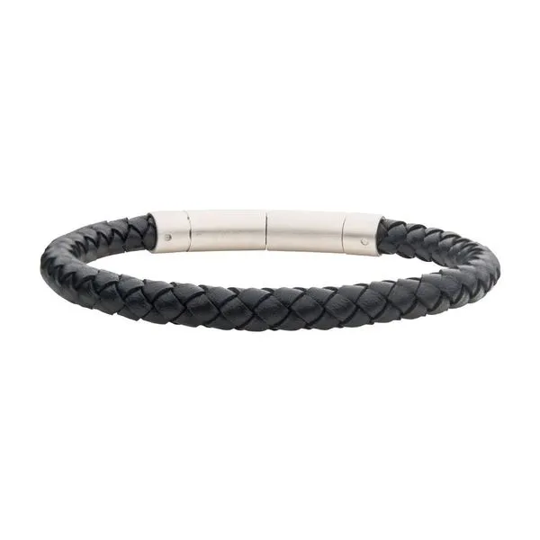 INOX Black Full Grain Cowhide Leather Bracelet Morin Jewelers Southbridge, MA
