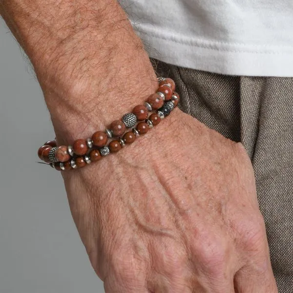 INOX Rainbow Jasper Stones with Black Oxidized Beads Bracelet Image 2 Morin Jewelers Southbridge, MA