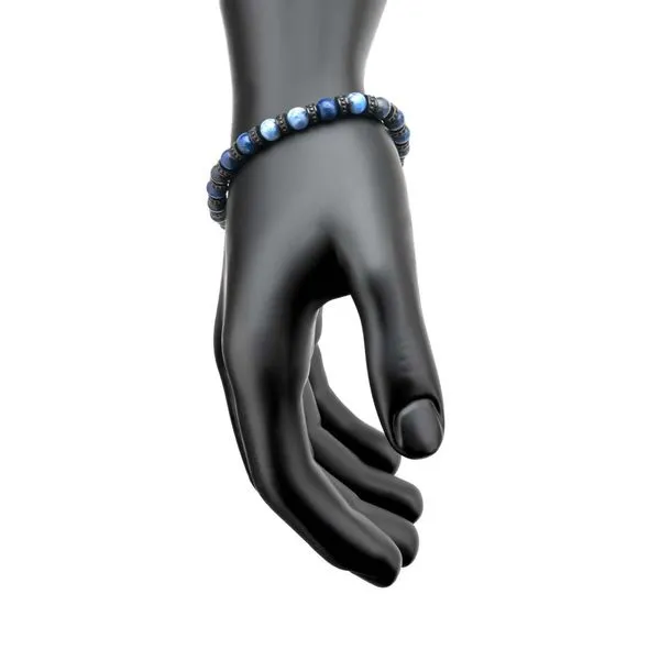 INOX Black Steel and Lapis Lazuli & Blue Sodalite Stone B...