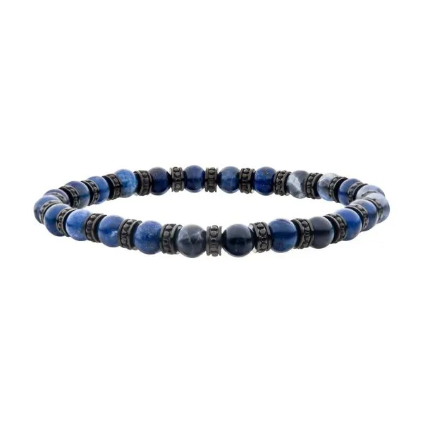 INOX Black Steel and Lapis Lazuli & Blue Sodalite Stone B...