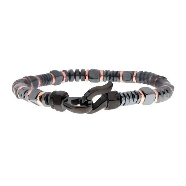 INOX Black & Rose Gold Hematite Beads Bracelet