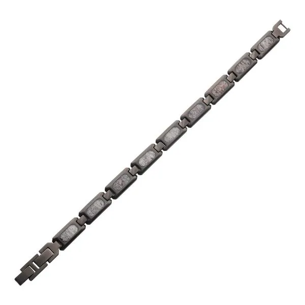 INOX Matte Finish Gun Metal IP Deer Antler Inlay Link Bracelet Image 3 Morin Jewelers Southbridge, MA