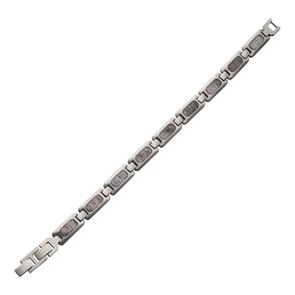INOX Matte Finish Stainless Steel Deer Antler Inlay Link Bracelet Image 3 Morin Jewelers Southbridge, MA