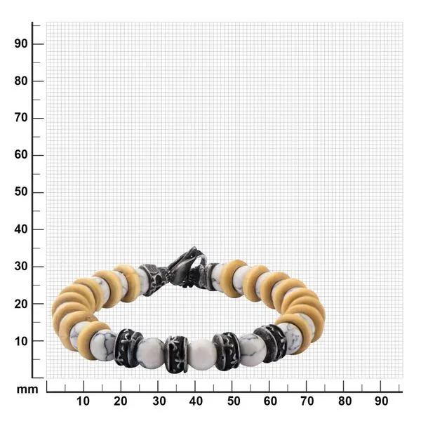 INOX White Howlite Beads with Taupe Wood Separators Bracelet