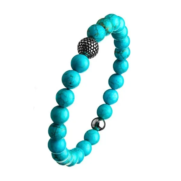 INOX Mens Blue Turquoise Stone Bracelet
