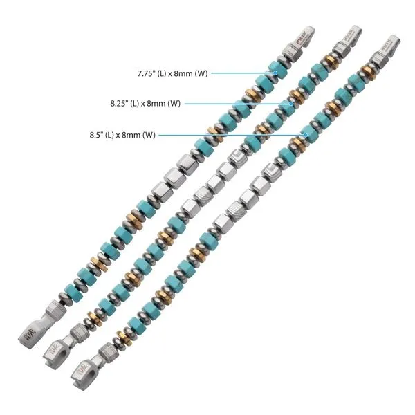 INOX Mokume Gane and Turquoise Beads Bushido Virtue Bracelet