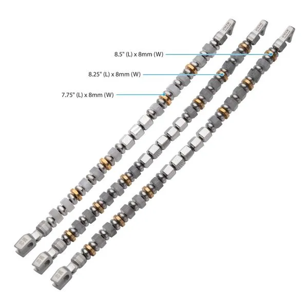 INOX Mokume Gane and White Quartz Beads Bushido Virtue Br...