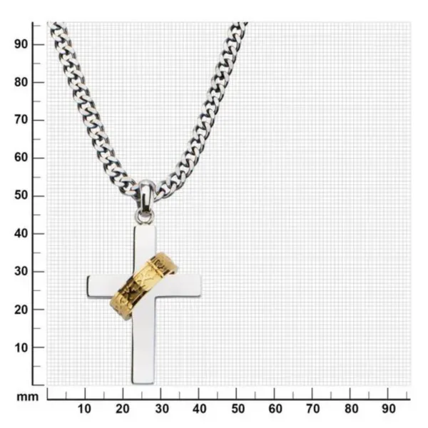 INOX Gold IP Ring in Steel Cross Pendant with Chain Image 3 Morin Jewelers Southbridge, MA