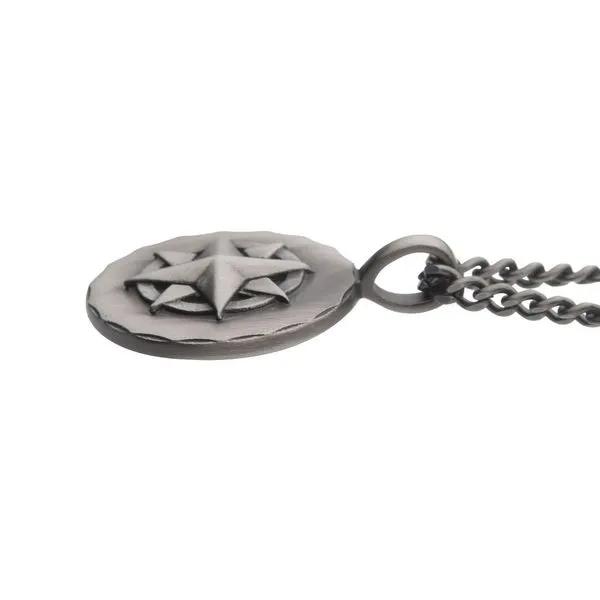 INOX Gun Metal IP Engravable Compass Medallion Pendant with Chains for Grads Image 3 Morin Jewelers Southbridge, MA