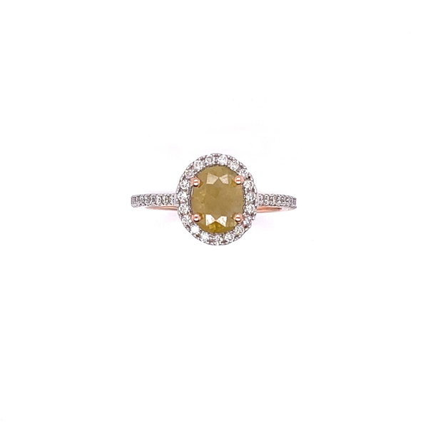 1.85ctw Yellow Rustic Oval Diamond Ring with Halo Image 3 Morris Jewelry Bowling Green, KY
