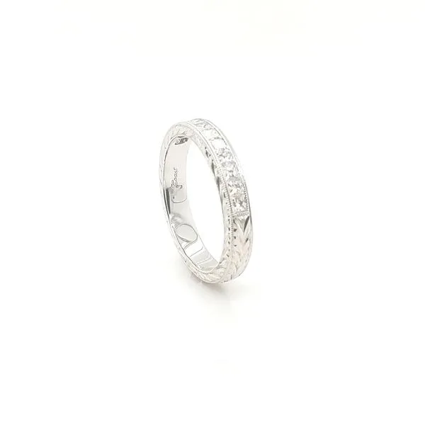0.52ctw Princess Cut Diamond Chanel Set Hand Engraved Band Image 5 Morris Jewelry Bowling Green, KY