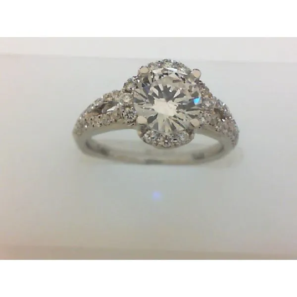 14K White Gold 0.29ctw Diamond with Split Shank Semi-Mount Engagement Halo Ring Morris Jewelry Bowling Green, KY