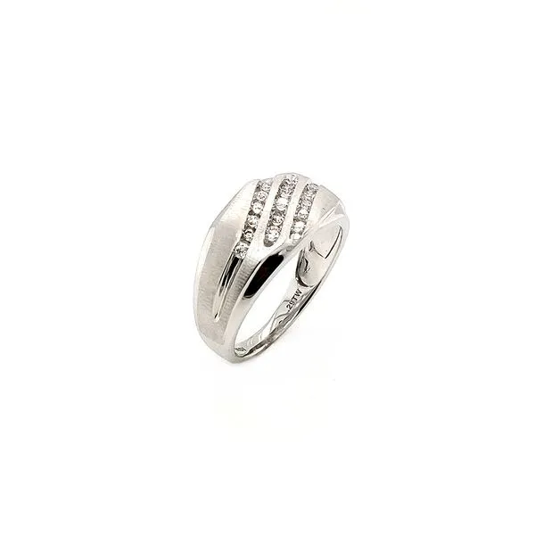Gent's 14K White Gold Channel Set Diamond Signet Ring Image 3 Morris Jewelry Bowling Green, KY