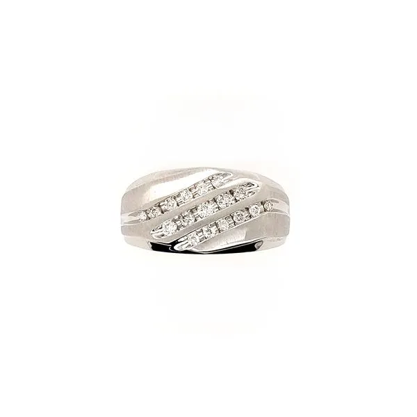 Gent's 14K White Gold Channel Set Diamond Signet Ring Image 4 Morris Jewelry Bowling Green, KY
