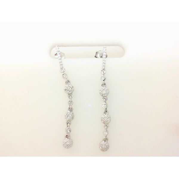 0.53ctw Diamond Drop Cluster 14K White Gold Earrings Morris Jewelry Bowling Green, KY