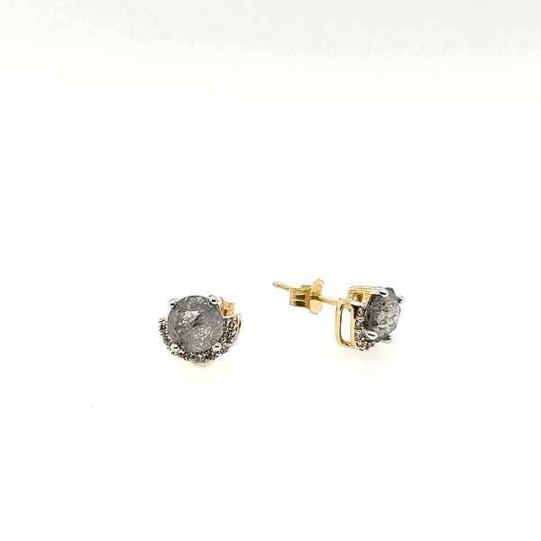 14K Yellow Gold 2.60ctw Salt & Pepper with White Diamond 2.79ctw Earrings Morris Jewelry Bowling Green, KY