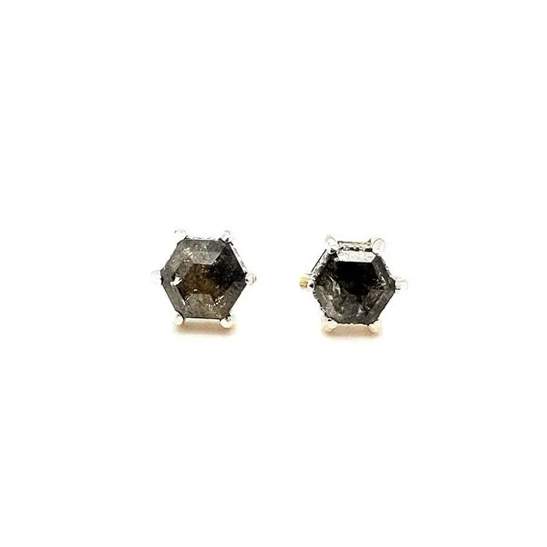 2.51 ctw Salt & Pepper Hexagon with Hidden Halo Stud Earrings Image 2 Morris Jewelry Bowling Green, KY