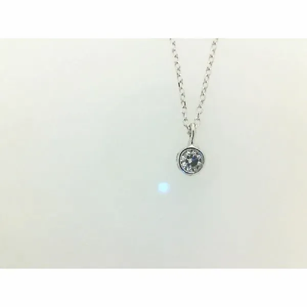 14K White Gold 0.07ctw Bezel Diamond Pendant 16