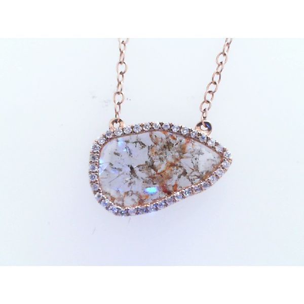 1.98ctw Salt & Pepper Diamond Slice Pendant surrounded by diamonds on 18