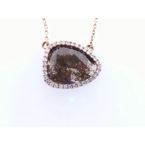 1.98ctw Salt & Pepper Diamond Slice Pendant surrounded by diamonds on 18
