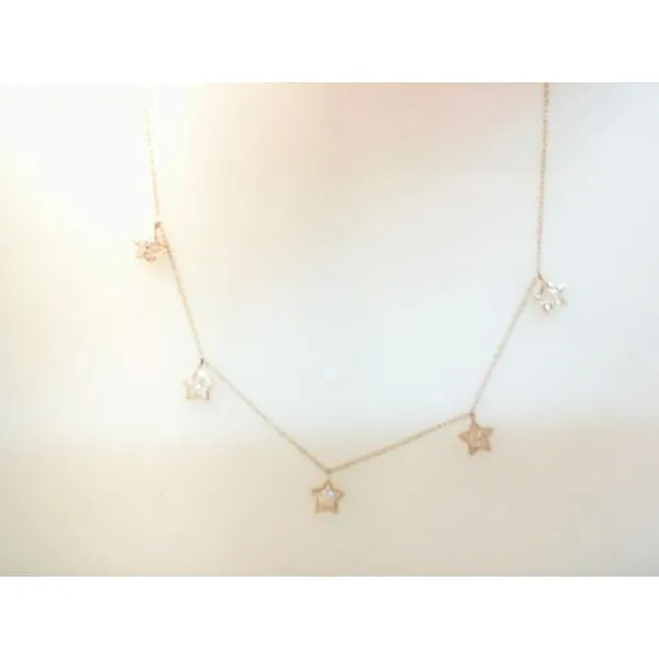 14K Yellow Gold Puffy Star 0.22ctw Diamond Necklace 16