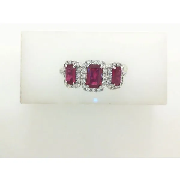 1.2ctw Ruby 0.40ctw Diamond Three-stone Dimaond Ring Morris Jewelry Bowling Green, KY