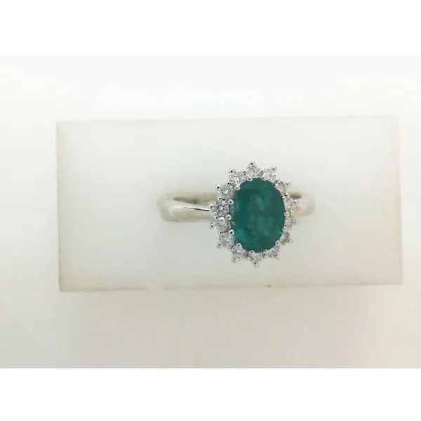 1.12ct Oval Emerald 0.32ctw Diamond Halo Ring Morris Jewelry Bowling Green, KY