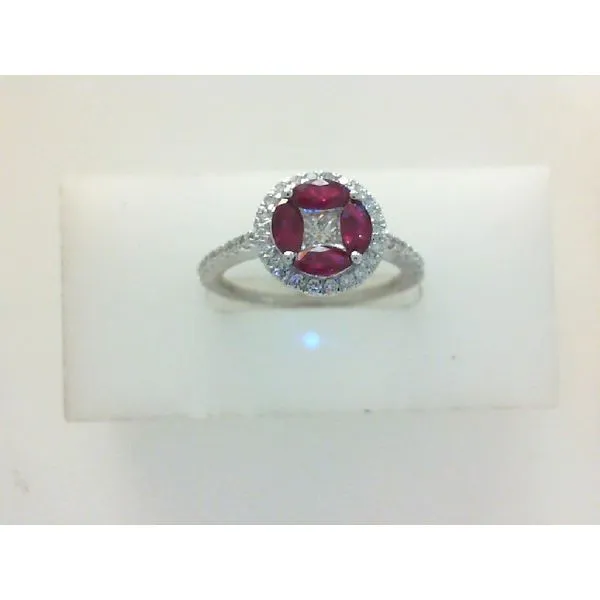 0.48ctw Diamond Halo 0.55ctw Ruby Ring Image 2 Morris Jewelry Bowling Green, KY