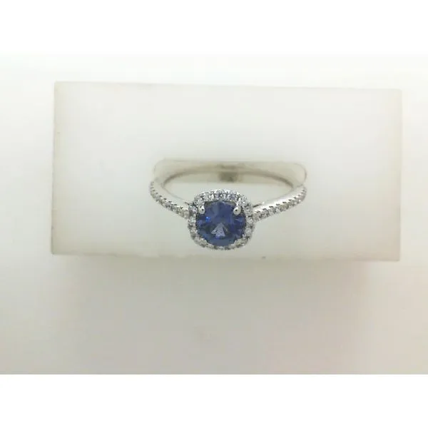 0.62ct Round Sapphire 0.20ctw Diamond Halo Ring Morris Jewelry Bowling Green, KY