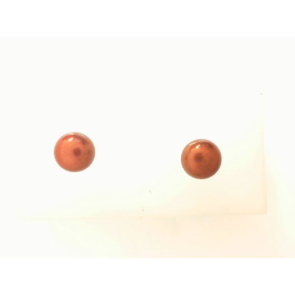 Chocolate Freshwater Pearl Sterling Silver Friction Back Studs 7-8mm Morris Jewelry Bowling Green, KY