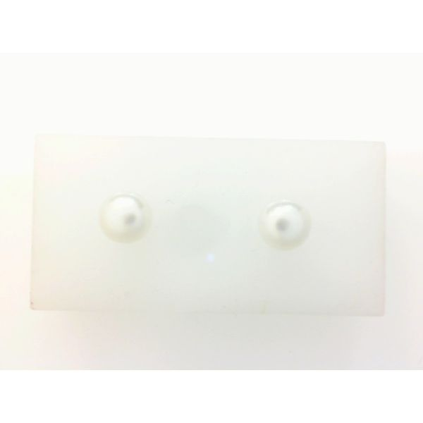 White Freshwater Pearl Sterling Silver Friction Back Stud Earrings 7-8mm Morris Jewelry Bowling Green, KY