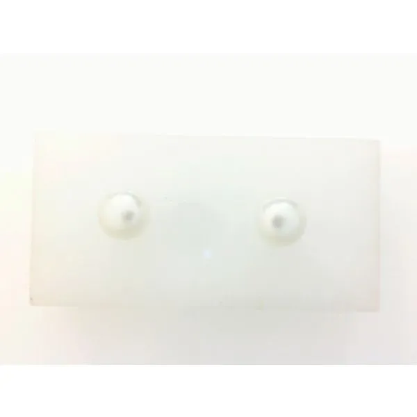White Freshwater Pearl Sterling Silver Friction Back Stud Earrings 7-8mm Morris Jewelry Bowling Green, KY