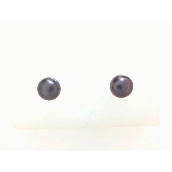 Black Freshwater Pearl Stud Earrings Sterling Silver Friction Backs 6-7mm Morris Jewelry Bowling Green, KY