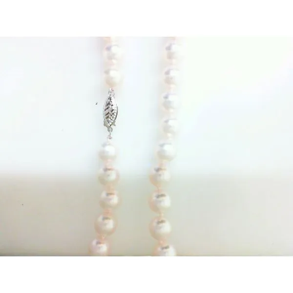 14K White Gold Pearl Necklace 6-6.5mm Strand 18