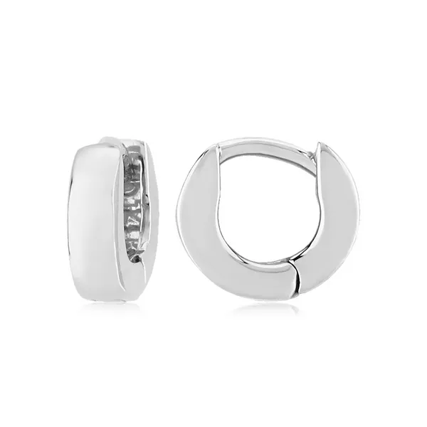 14K White Gold Hinged Hoop Huggie Earrings Morris Jewelry Bowling Green, KY