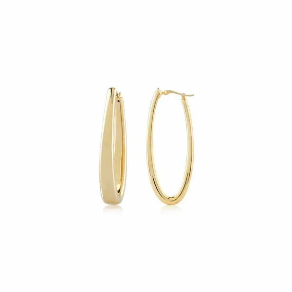 14K Yellow Gold Large Oval Oblong Hoop Earrings Morris Jewelry Bowling Green, KY