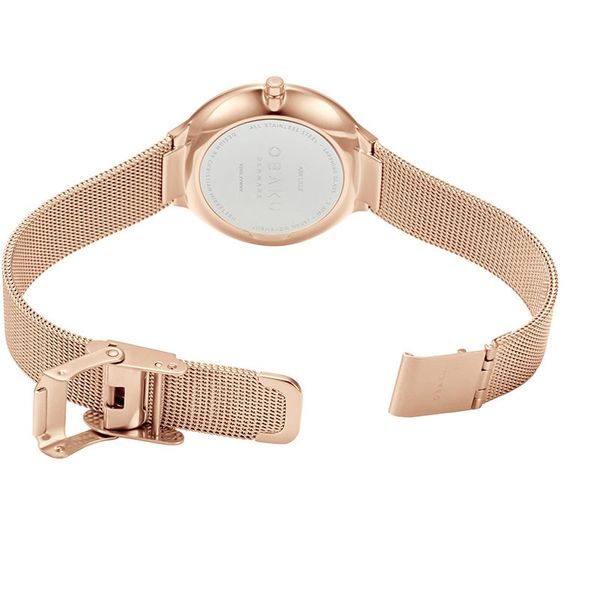 Obaku ARK LILLE - ROSE Stainless Steel 14mm Mesh Bracelet with Rose Gold Plated Case with White Dial (32mm Mineral Crystal 3 ATM Image 3 Morris Jewelry Bowling Green, KY