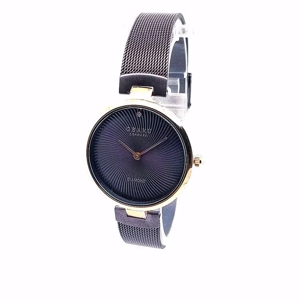 Obaku DIAMANT - ROSE Stainless Steel Mesh 14mm Bracelet Purple Concentric Swirl Dial with SI1 Diamond (32mm Mineral Crystal 3 AT Image 3 Morris Jewelry Bowling Green, KY