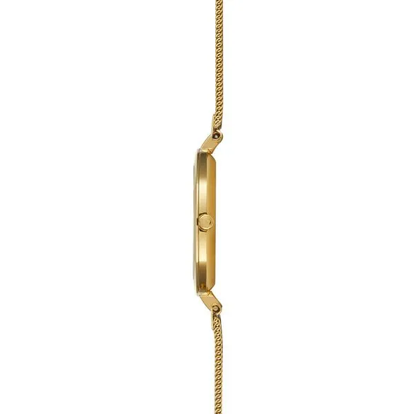 Obaku Brilliant - Gold Stainless Steel Mesh 14mm Bracelet Gold Plated White Dial with Diamond Accent (32mm Mineral Crystal 3ATM) Image 3 Morris Jewelry Bowling Green, KY