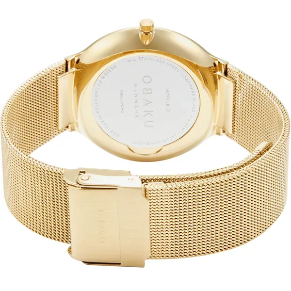 Obaku LILLE - Gold Stainless Steel Mesh 18mm Bracelet with White Dial (34mm Sapphire crystal 3 ATM) Image 2 Morris Jewelry Bowling Green, KY