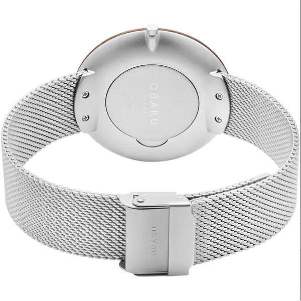 Obaku TRAE - Stainless Steel Mineral Crystal Stainless Steel Wood Mesh Bracelet 3TAM Image 2 Morris Jewelry Bowling Green, KY