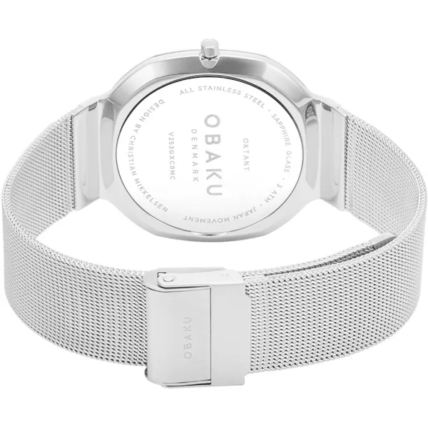 Obaku OKTANT - ONYX Stainless Steel White Mesh Band Black Dial Sapphire Crystal 3ATM Image 5 Morris Jewelry Bowling Green, KY