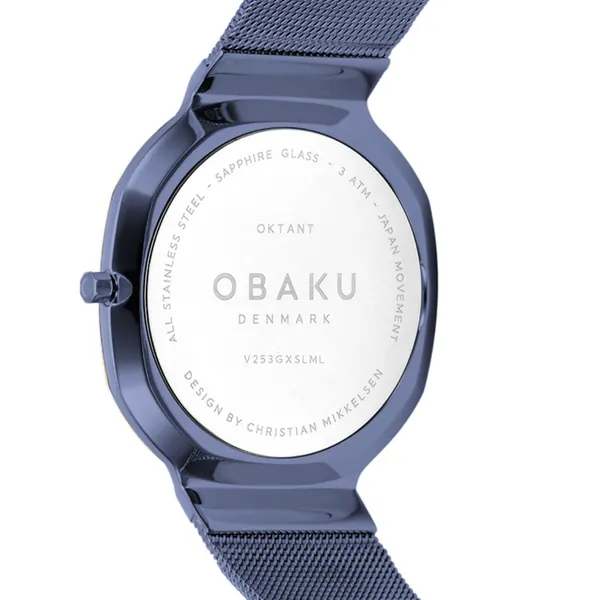 Obaku OKTANT - OCEAN Stainless Steel Blue Mesh Band Rose Gold Plated Sapphire Crystal 3ATM Image 3 Morris Jewelry Bowling Green, KY