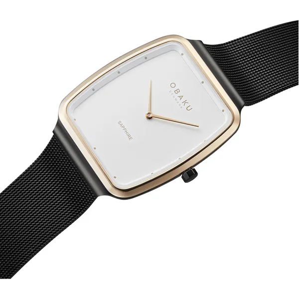 Obaku Tern - Tuscany Black Steel 34x43mm Sapphire Crystal White Dial Image 2 Morris Jewelry Bowling Green, KY
